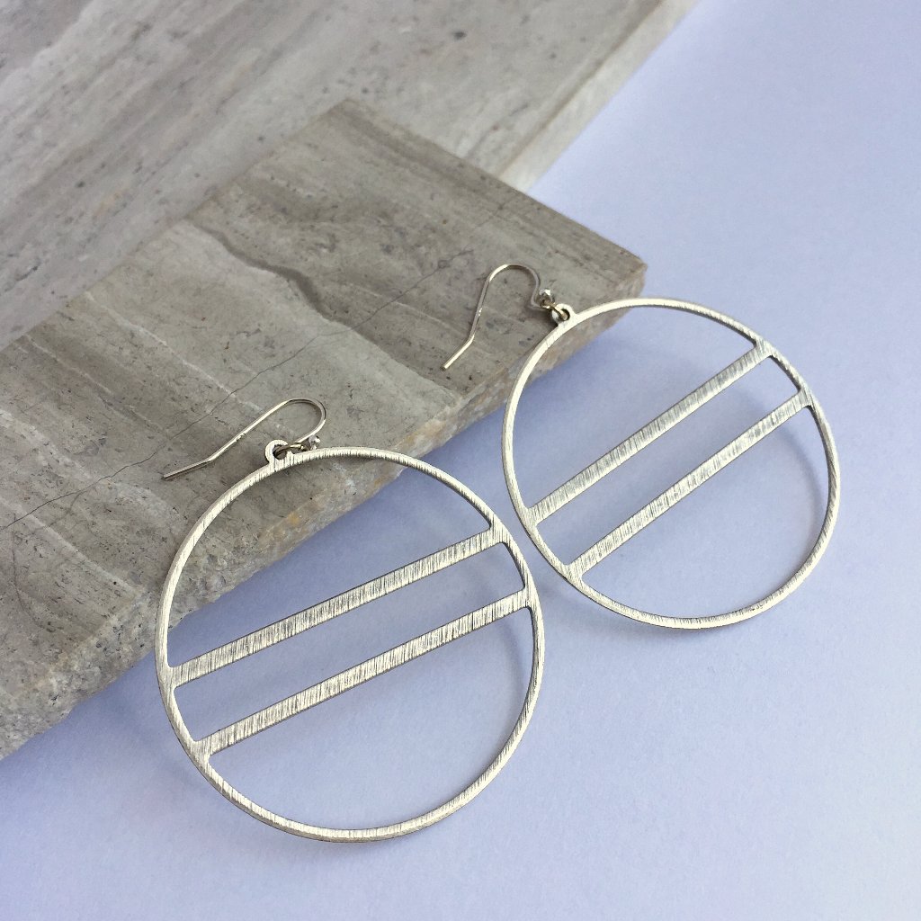 Sterling Silver Modern Hoop Earrings 38$